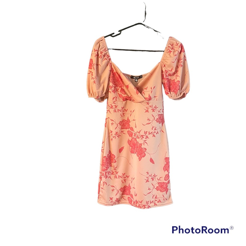 missguided print floral organza milkmaid mini dress pink bell sleeve